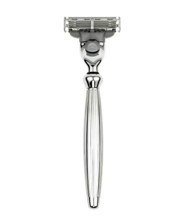 Edwin Jagger Bulbous Lined Chrome Handle For A Gillette Mach3 Razor Cartridge