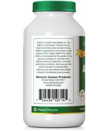 Bernard Jensen's Alfalfa Leaf Tablets 625mg - 500 Tablets | Pure and Potent Formula - Buy Online on GoSupps.com