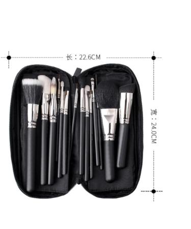 14-Piece Professional Makeup Brush Set - Classic Black Handle & Silver Tube - High Performance - Buy Online on GoSupps.com