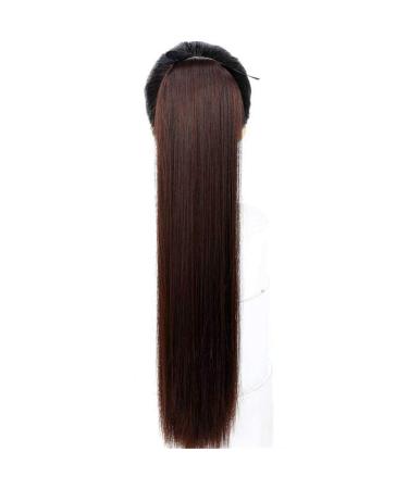 Size Long Straight Strap Synthetic Ponytail Black/Brown Heat-resistant Wig Clip For Women's Hair Extensions 75cm 2.33