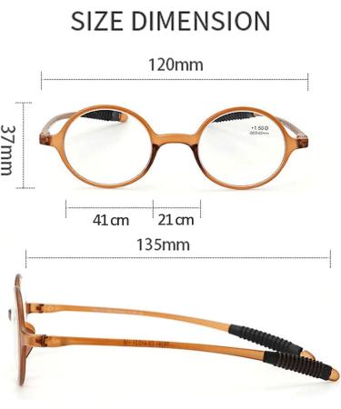 Ultra-Light Round TR 90 Frame Reading Glasses | Flexible Comfort | Small Face Fit | Black/Orange - 2 Black +1.0 - Buy Online on GoSupps.com