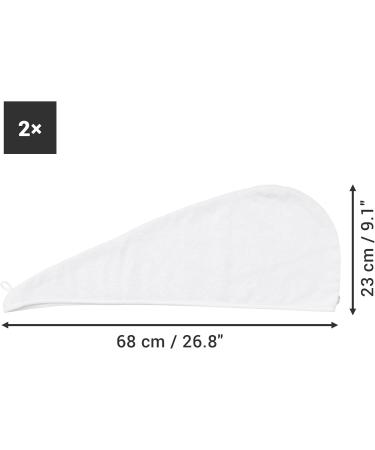Homelevel 2x Terry Hair Turban with Button - 100% Cotton Quick-Drying Head Towels - 2-Pack - Soft White Hair Towel Set - Buy Online on GoSupps.com