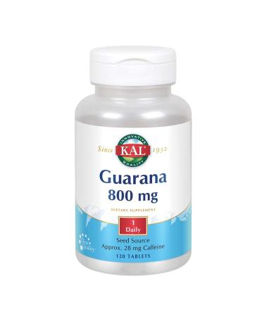 KAL Guarana 800 | Approx. 28 milligrams of Naturally Occurring Caffeine | Healthy Energy and Focus Support | 120 Tablets 120 Count (Pack of 1) - Buy Online on GoSupps.com