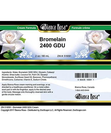 Bromelain 2400 GDU Cream - 2 oz | Natural Pain Relief & Anti-Inflammatory | International Shipping Available - Buy Online on GoSupps.com