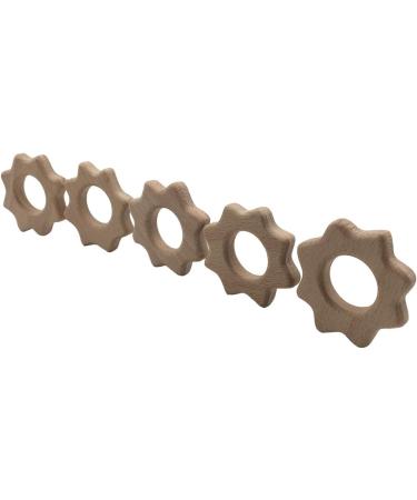 Wendysun 10pcs Cartoon Wood Teether - Natural Animal Sun Shape Baby Teething Beech Teether DIY Pendant Toy - Buy Online on GoSupps.com