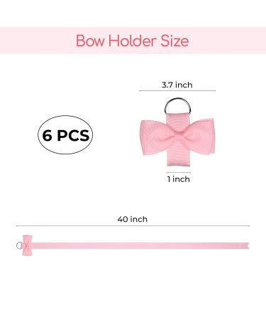 DEEKA 6 PCS 40 Long Bow Holders for Girls Clip Hair Bows Organizer - Pink