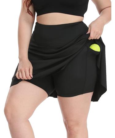 HDE Women's Plus Size Tennis Skort Pleated Athletic Golf Skirt with Shorts - 3X Black - Buy Online on GoSupps.com