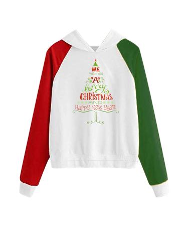 Bigfanshu Woman Dresses Fashion Christmas Sweater Print Hooded Round Collar Long Sleeves Tops
