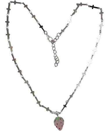 Oralgo's Adjustable Strawberry Cross Choker Chain - Allergy-Free Jewelry for Women & Girls | Stylish Glaze & Alloy Design - Buy Online on GoSupps.com