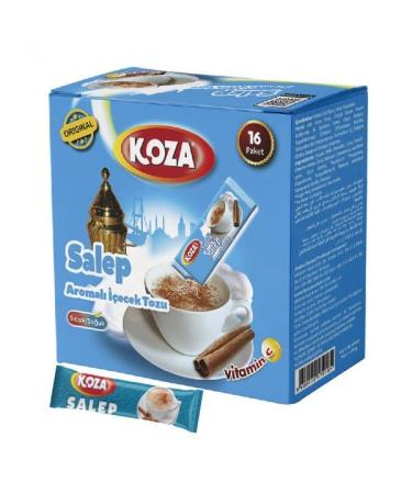 Koza Instant Salep drink powder stick individually packaged 16 pack |Powder for hot or cold drink |Turkish drinking chocolate |Milk drink |Cay |Milk powder |Sahlep