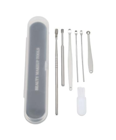 7PCS Ear Pick Earwax Removal Kit Portable Stainless Steel Reusable Earwax Cleaner Tool with a Cleaning Brush and Storage Box