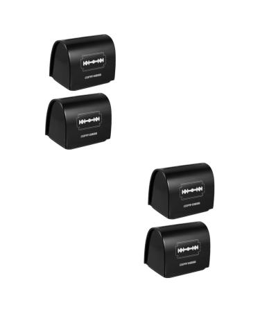 PopetPop 4 pieces of blade storage box storage container for hairdressing salons holder for safety razor black containers for sharp objects sharp box storage man iron