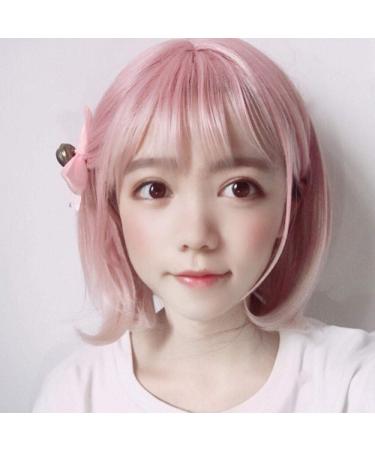 Shop Light Pink Short Straight Wave Wig for Students | Europe & America Shipping - Ms. Headgear - Buy Online on GoSupps.com