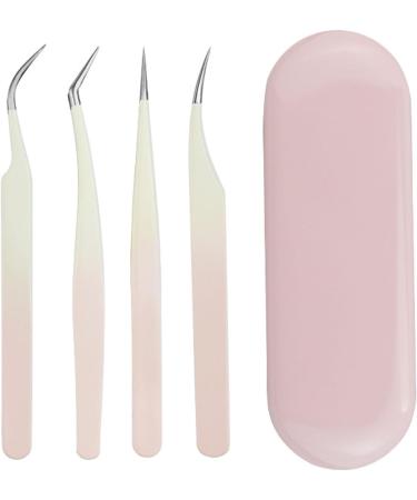 Hushui 4-Part Eyelash Sink Set - Stainless Steel Tweezers & Multifunctional Tools for Perfect Eyelash Extensions | Salon & Home Use (Pink) - Buy Online on GoSupps.com