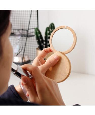 Beaupretty Wooden Travel Makeup Compact Mirror - Small Portable Folding Pocket Mirror for On-the-Go Beauty - Buy Online on GoSupps.com
