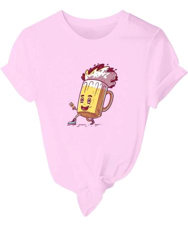 Tops for Women Casual Summer Women's Tops Short Sleeve Round Neck T Shirts Summer Casual Tees T Shirts Pink Large - Buy Online on GoSupps.com