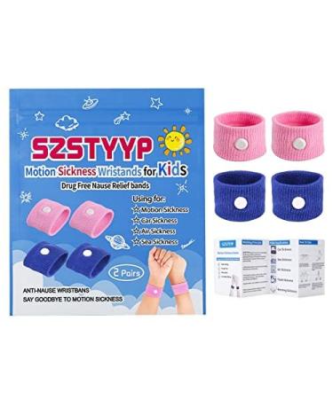 SZSTYYP Motion Sickness Bands for Kids Travel Sickness Relief Wristbands Anti-Nausea Wristbands for Car Sickness(Pink and Blue) Pink/Blue