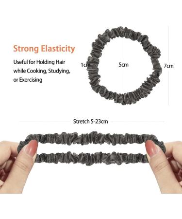 Townssilk 100% Pure Mulberry Silk Skinnie Scrunchies Set - 5 IronGrey Hair Ties for Women - Buy Online on GoSupps.com
