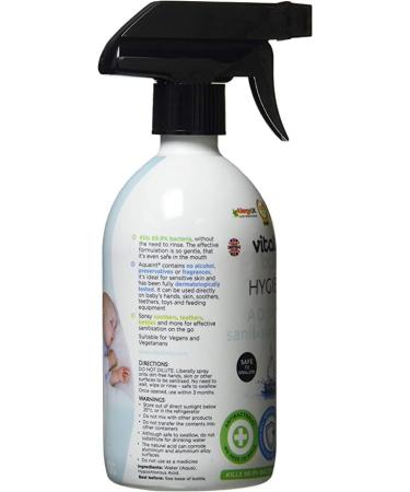 Vital Baby Hygiene AQUAINT Sanitising Water - Kills 99.9% of Germs - Baby Safe - No Alcohol, Fragrance, or Harmful Chemicals - Safe to Swallow - Ideal for Baby Bottles, Soothers, Toys, & Surfaces - Vegan - Buy Online on GoSupps.com