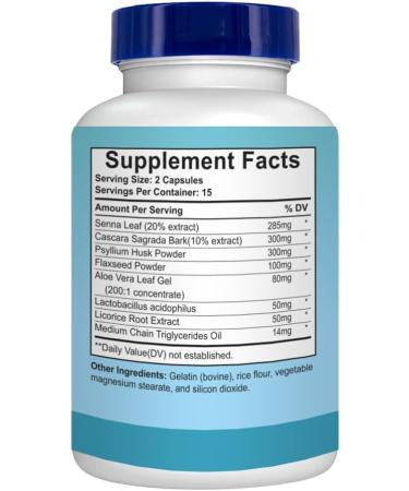 15 Day Cleanse - Advanced Gut & Colon Detox Support | Yogi Cleanse Capsules with Senna Cascara Sagrada & Psyllium Husk - 30 Capsules | International Shipping Available - Buy Online on GoSupps.com