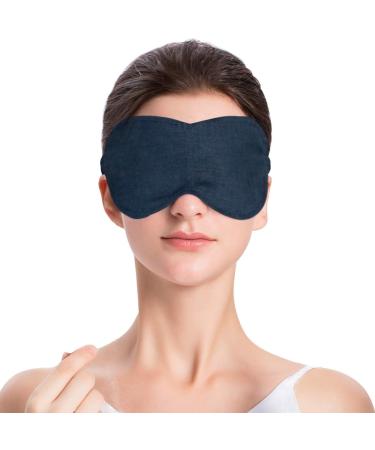 S VICTORY SYMBOL 100% Pure Linen Sleep Eye Mask Blindfold Set of 3 - Navy | Soft Lightweight Eye Blinder for Sleep & Travel - Buy Online on GoSupps.com