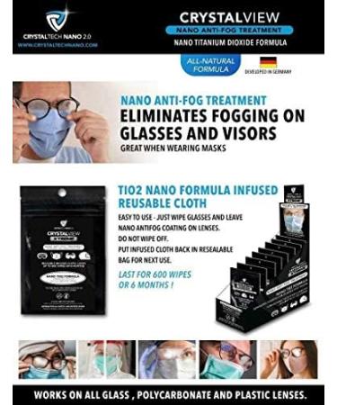 CrystalTech Nano Anti-Fog Wipe Treatment for Glasses  Goggles  Masks and Visors | Reusable Cloth | Eyewear Fog Protection for Work  Cycling  Skiing  Sports | For Humidity  Sweat and Temperature Change - Buy Online on GoSupps.com