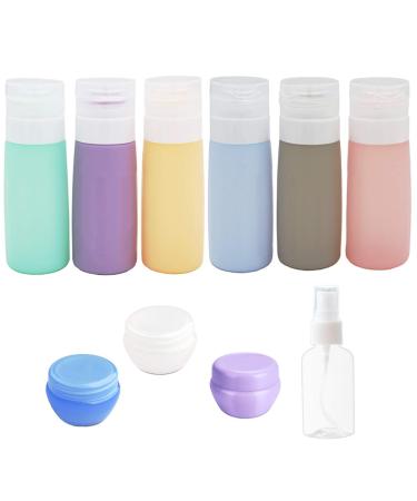 10Pack Travel Bottles Set -3Oz Leakproof Silicone Travel Bottles, Squeezable Travel Size Containers, TSA Approved Travel Toiletry Bottles, Travel Containers for Toiletries for Shampoo Lotion Soap Multicolor 1