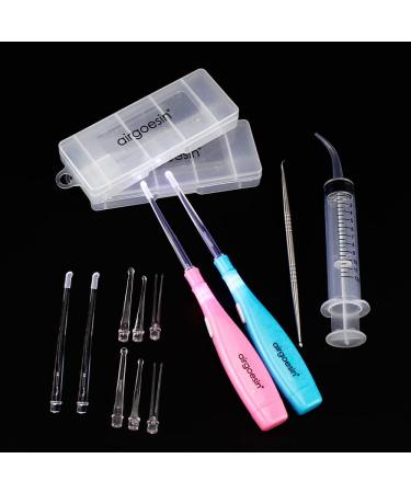 Airgoesin Tonsil Stone & Earwax Remover Kit with LED Tool - 2 Sets, Stainless Steel Pick, Oral Syringe, Irrigation Ear Syringe - Blue/Pink - Buy Online on GoSupps.com