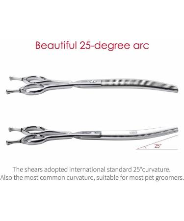 Fenice Peak 7.5'' Curved Thinning Shears for Dog and Cat Grooming | V-Shaped Teeth | 440C Stainless Steel - Buy Online on GoSupps.com