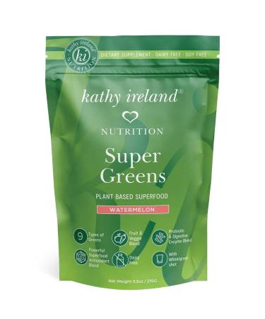 Kathy Ireland Nutrition Plant Based Super Greens Powder Mix Watermelon 9.5oz Watermelon 9.5 Ounce (Pack of 1)