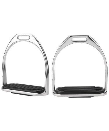 SALUTUYA Comfortable Iron Stirrups, English Stirrups Safety Stirrup 4.8inch Western Stirrups with Rubber Pad Knee Ankle Stress Pain Relief for Safe and Comfortable Riding