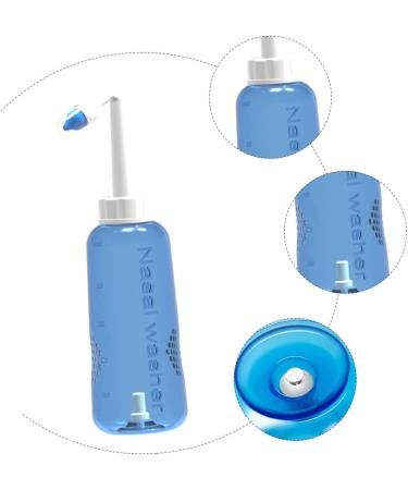 Lurrose 500ml Nasal Wash Bottle - Sinus Rinse System for Household - Plastic Nasal Washer for Adults and Kids - Blue 27X7.5CM - Buy Online on GoSupps.com