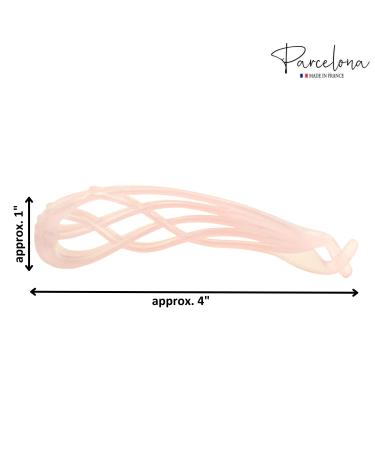 Parcelona French Curved Large 4 Celluloid Banana Clip Hair Comb in Light Pink - Made in France | Durable Styling Accessories for Women - Buy Online on GoSupps.com