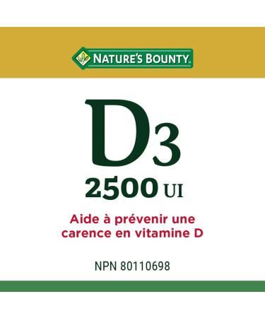 Nature's Bounty Vitamin D3 2500 IU Helps to prevent Vitamin D deficiency 100 Softgels - Buy Online on GoSupps.com