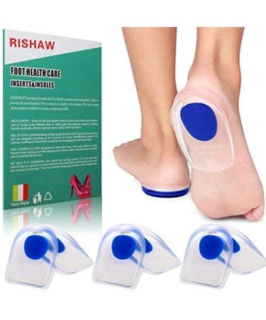 3 Pair Gel Heel Cups Plantar Fasciitis Inserts - Silicone Gel Heel Pads for Heel Pain  Bone Spur & Achilles Pain  Gel Heel Cushions and Cups  Pad & Shock Absorbing Support (7.5-10.5 WOMEN/6-9 Men) 7.5-10.5 WOMEN/6-9 MEN ...