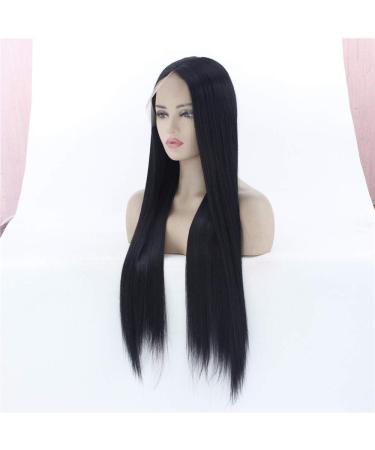 Buy Large Size Front Lace Wig for Women - Long Straight Black Hair - High-Quality Chemical Fiber Wig - Buy Online on GoSupps.com
