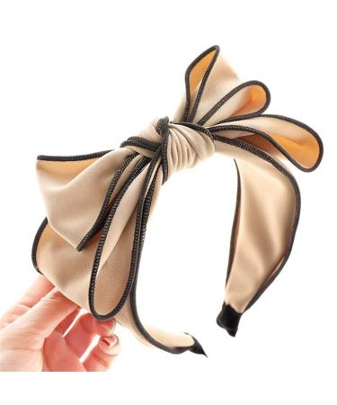 WENLII Women's Hair Accessories Oversized Double Layer Bow Headband Solid Color Fresh Hairband (Color : C Size : 1) 1 C