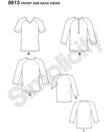 Simplicity US8613A Men's Knit Long Short Sleeve Shirt Patterns by Mimi G Style - White - Sizes XS-M - Buy Online on GoSupps.com