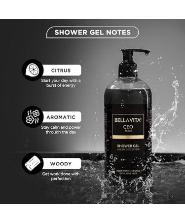 Be_lla Vi_ta Luxury CEO MAN Body Wash - Refreshing Shower Gel for Deep Cleansing Hydration & Moisturizing with Aloe Vera & Charcoal - 500ml International Shipping - Buy Online on GoSupps.com
