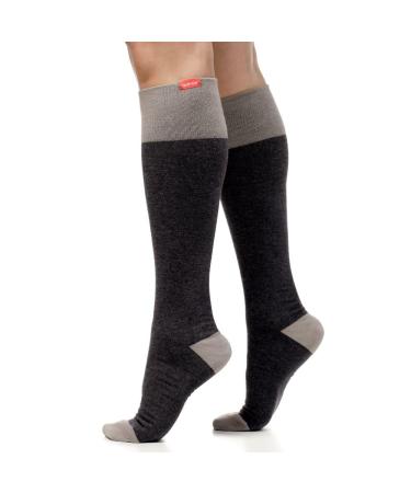 VIM & VIGR Cotton 30-40 mmHg Compression Socks for Women & Men (Dark & Light Grey Heathered Collection Large/X-Large Wide Calf (6)) Dark & Light Grey Heathered Collection 6
