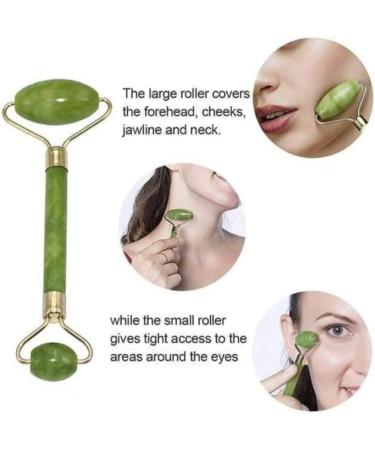Buy Facial Massager Jade Roller & Gua Sha Tool - Natural Himalayan Stone for Skin Healing Wrinkles & Serum Application - Buy Online on GoSupps.com