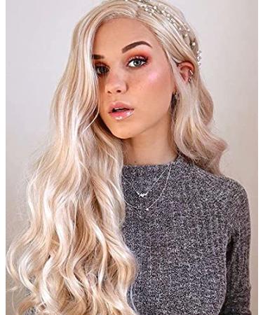 SAPPHIREWIGS 24 Long Rose Gold Blonde Curly Synthetic Lace Front Wig - Heat Resistant for Daily Makeup and Wedding Parties - Buy Online on GoSupps.com