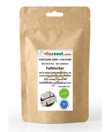 Chitosan Mega + Calcium - 365 tablets - high -dosed - without magnesium stearate - Made in Germany - SB*: Fatblocker Diet Carb Blocker Low Fat - Buy Online on GoSupps.com