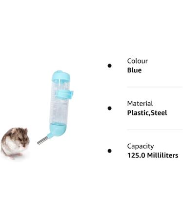 WishLotus Hamster Dispenser Bottle No Drip Plastic Hanging Water Bottle Automatic Water Bottle Dispenser Cage Bowl with 2 Rolling Balls for Rabbit Guinea Pig Rat Gerbil Chinchilla (125ml Blue) 125ml Blue - Buy Online on GoSupps.com