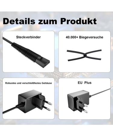 12V Charging Cable Power Supply for Braun Shavers & Silk-EPIL 9 5 7 - International Shipping Available - Buy Online on GoSupps.com