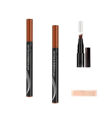 4 Tipped Waterproof Brow Pen Eyebrow Pencil with 4 Micro-Fork Tip Long-Lasting Smudgeproof Natural Eye Brow Pencils for Women Liquid Eyebrow Pencil Dark Brown