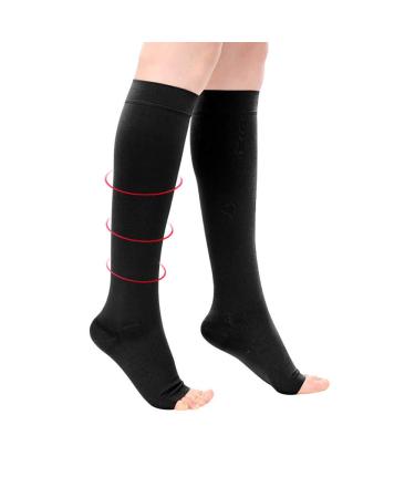 Breathable varicose vein compression stockings-graded athletic fit for ongoing compression socks nurses Open toe compression calf socks to improve edema