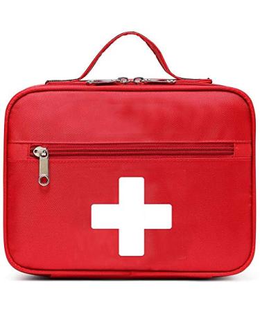 Gatycallaty First Aid Bag Empty Emergency Treatment Medical Bags Multi-Pocket for Home School Office Car Traveling Hiking Trip Daycare (red) Red-medium Size