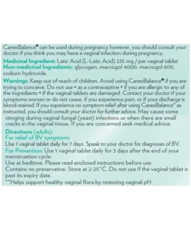 CanesBalance Bacterial Vaginosis Treatment For BV Symptoms - BV Treatment For Women Relieves Vaginal Odor Maintains Normal Vaginal pH Supports Vaginal Health 7 Soft Vaginal Tablets With Applicator - Buy Online on GoSupps.com