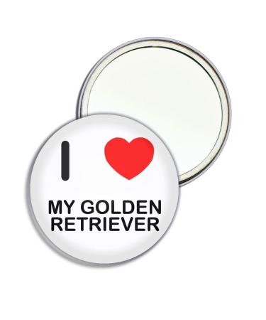 I Love My Golden Retriever - 77mm Round Compact Mirror